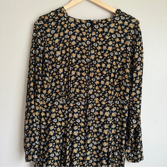 Vintage Diana Marco Fall Floral Long Sleeves Dress Size 14 - Picture 3 of 9